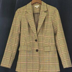 TOPSHOP Plaid Suit BLAZER in Brown, Pale Pink and Tan Size 2/4 (Runs Big).